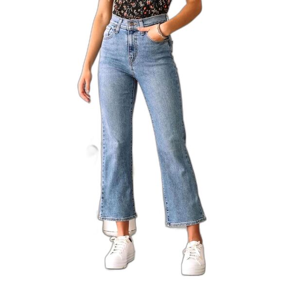 Levi's Blue High Waisted Crop Flare Denim Jeans Pants  Women's Size 26 - Picture 1 of 10